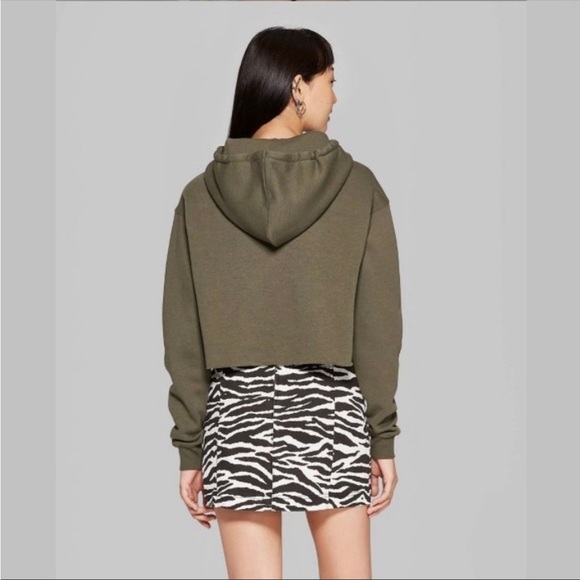 Wild Fable Olive Green Cropped Hoodie Size Extra Small - Picture 3 of 6